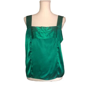 Vintage Handmade Sz M ? Women's 80's 90's Green Satin Cami Camisole Lingerie